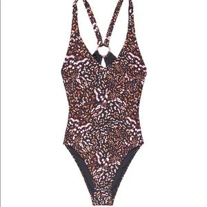 NWOT Victoria's Secret Women Looped Back V-Neck Celestial One-Piece Swimsuit